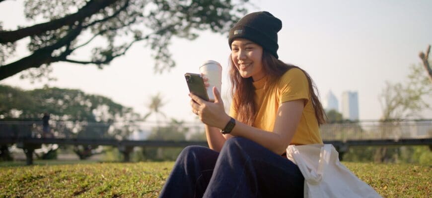 Gen,Z,Eco,Go,Green,Woman,Asia,Sit,Happy,Relax